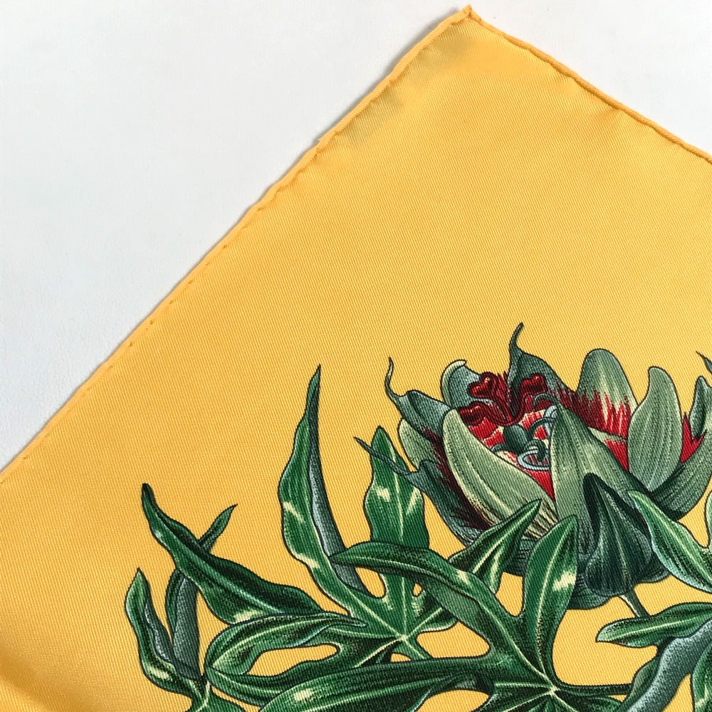 HERMES scarf silk Yellow x green Carre90 Passiflores Passion Flower Women Used