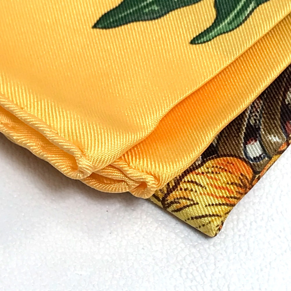 HERMES scarf silk Yellow x green Carre90 Passiflores Passion Flower Women Used