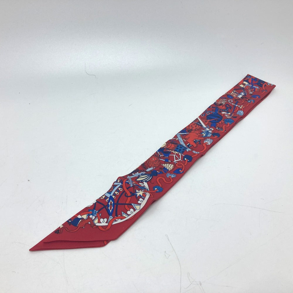 HERMES scarf silk Red animal Women Used