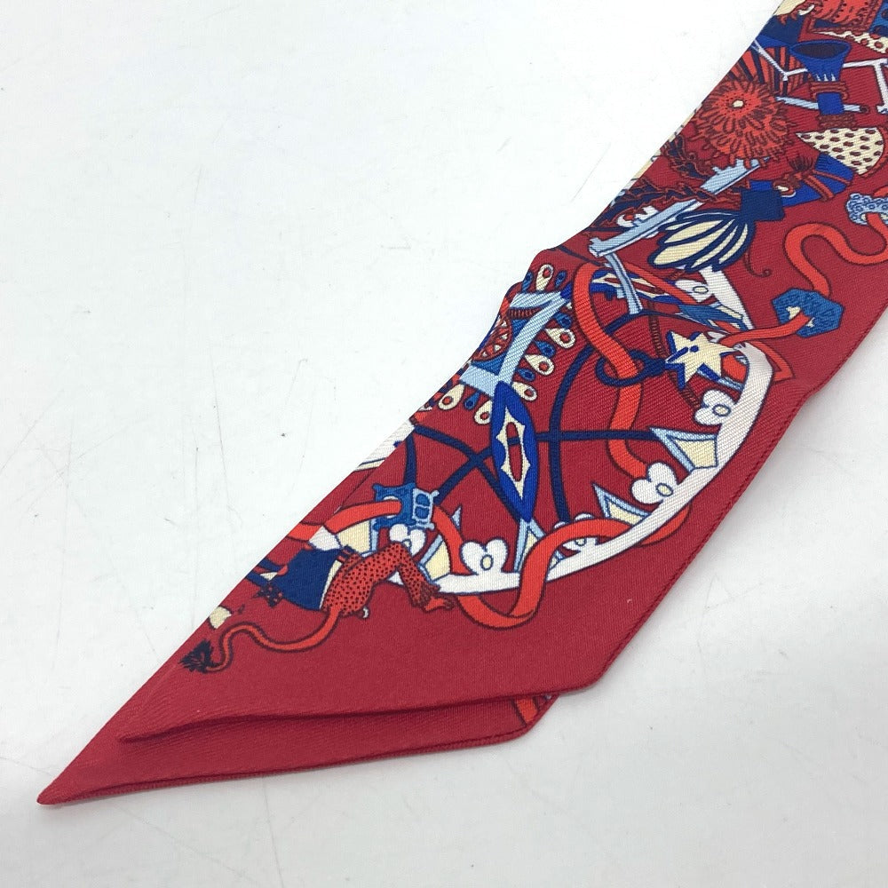 HERMES scarf silk Red animal Women Used