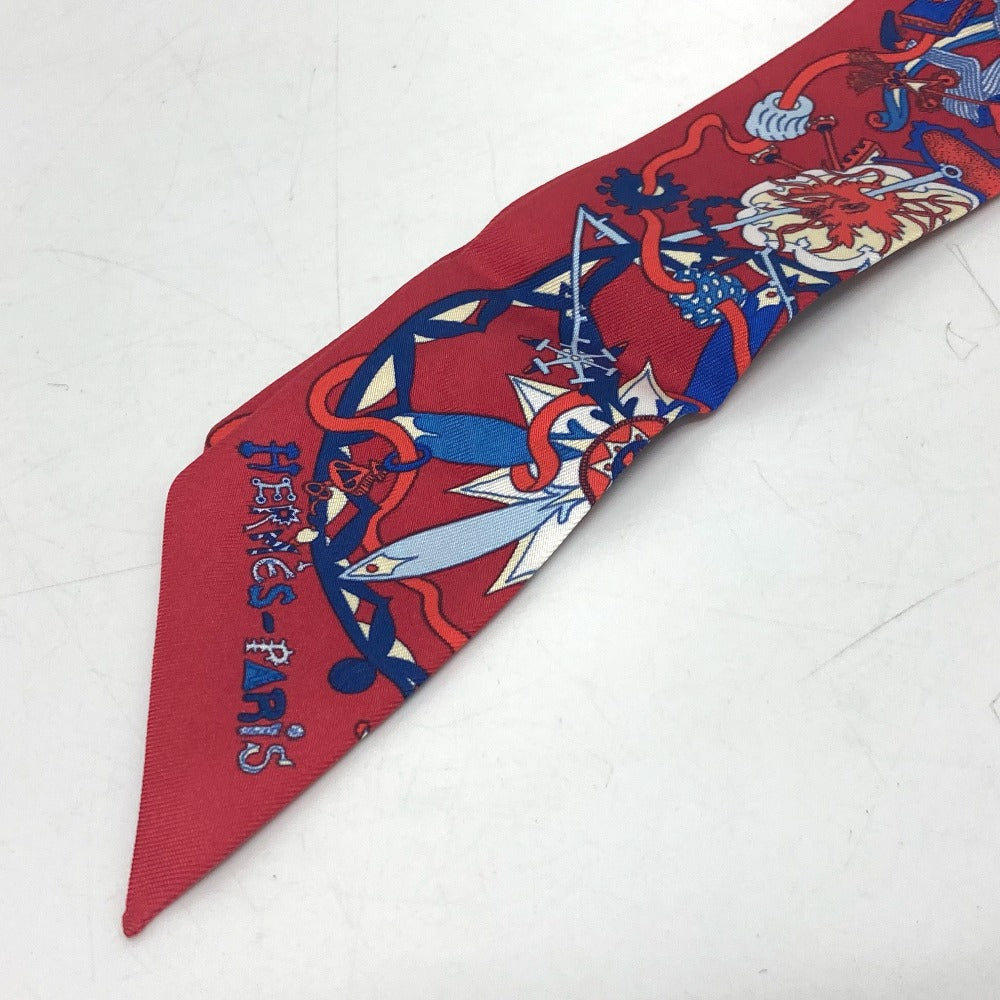 HERMES scarf silk Red animal Women Used