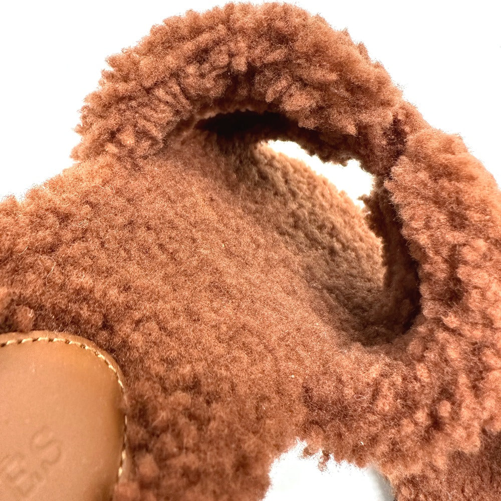 HERMES Sandals Sheepskin Brown Oran 37