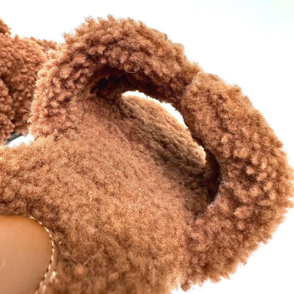 HERMES Sandals Sheepskin Brown Oran 37