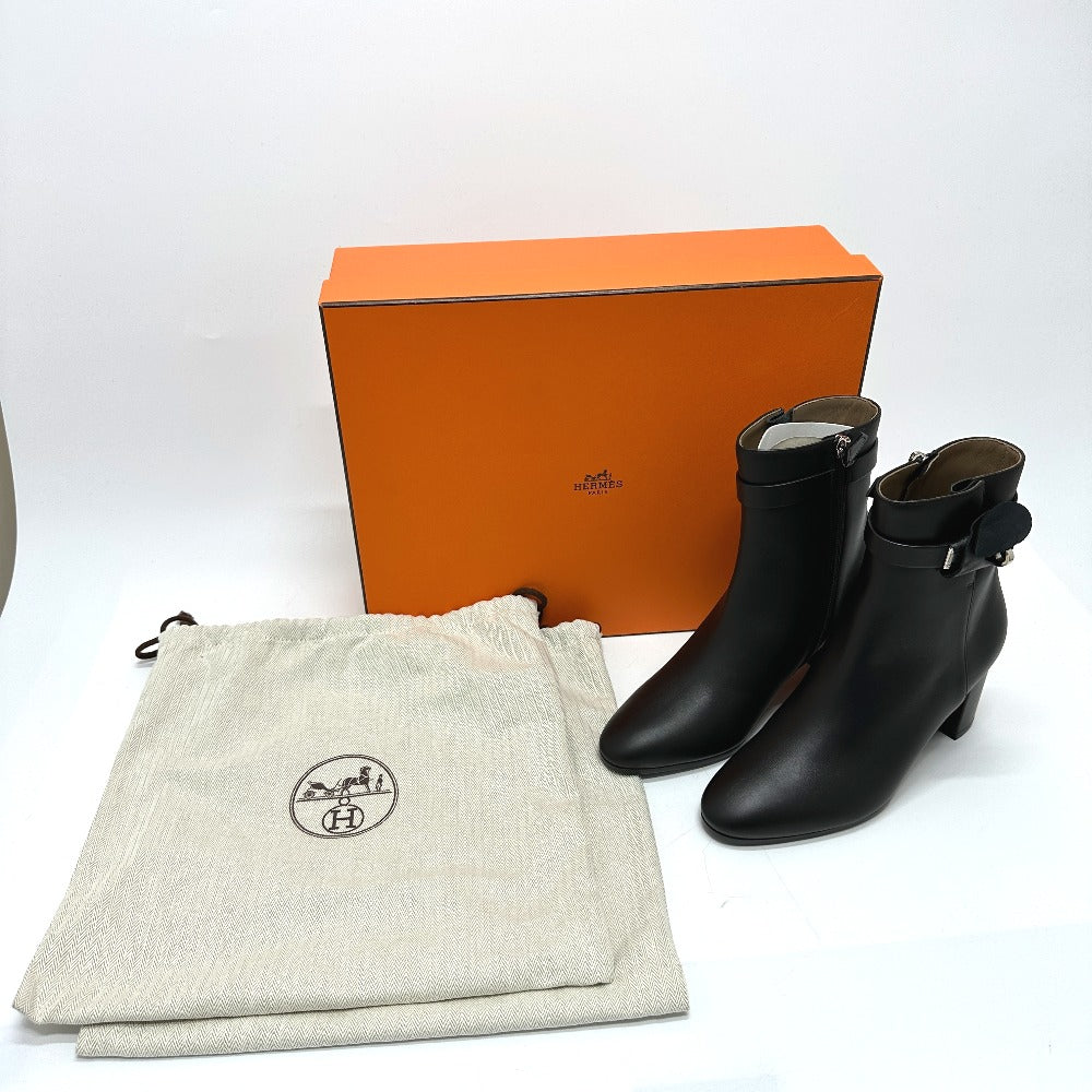 HERMES boots Calf leather black Kelly Saint Germain 36.5