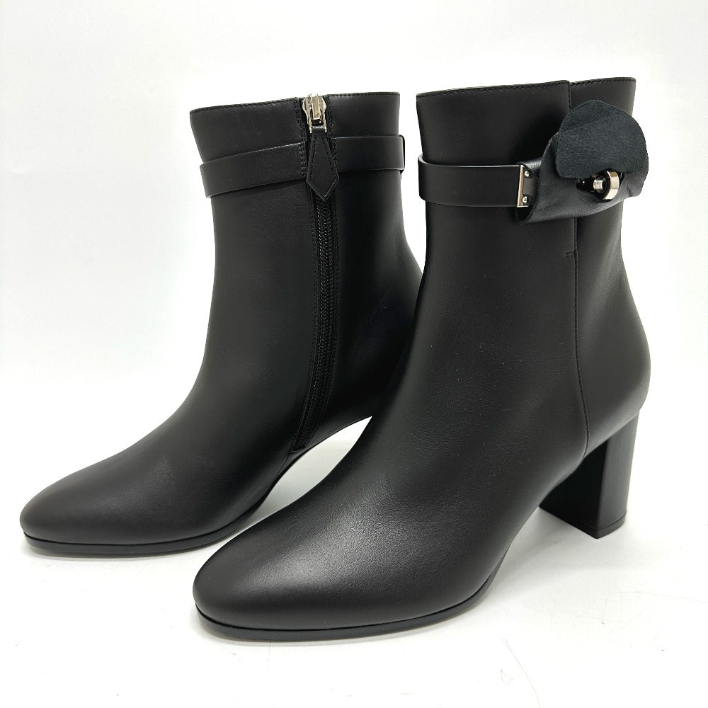 HERMES boots Calf leather black Kelly Saint Germain 36.5