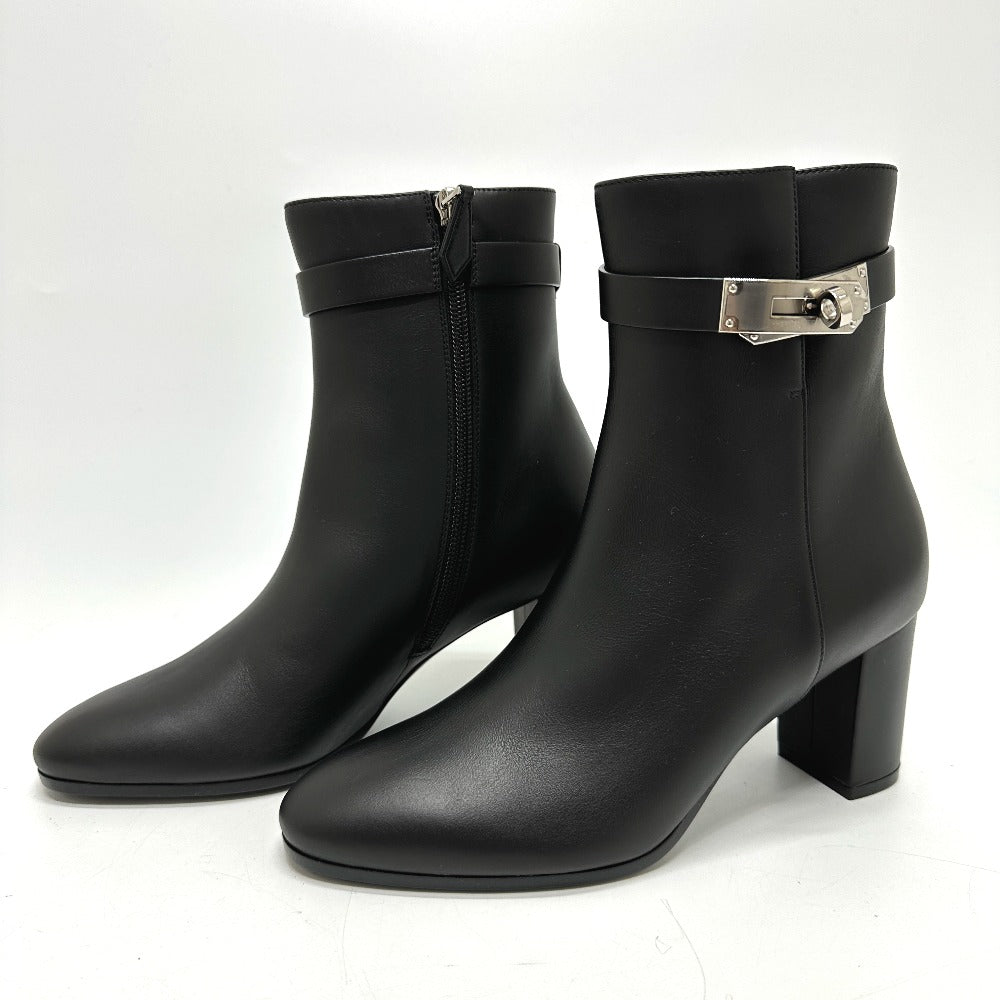 HERMES boots Calf leather black Kelly Saint Germain 36.5