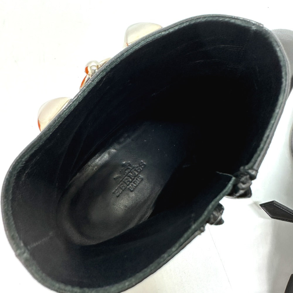 HERMES boots leather black Sistina 36.5