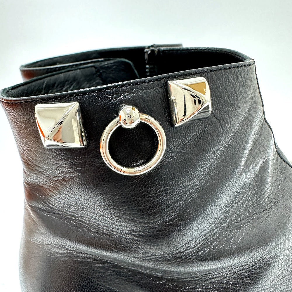 HERMES boots leather black Sistina 36.5