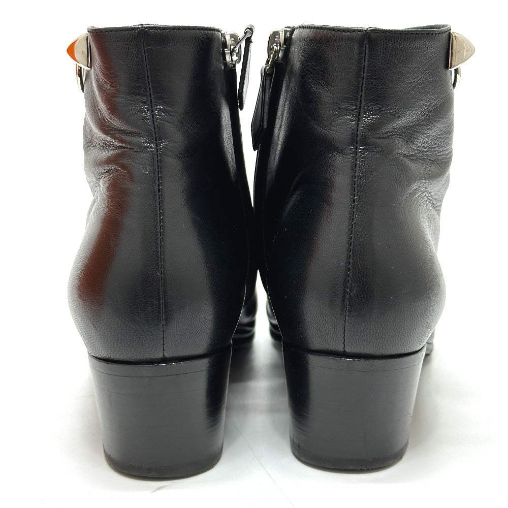 HERMES boots leather black Sistina 36.5