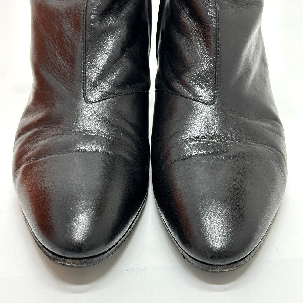 HERMES boots leather black Sistina 36.5