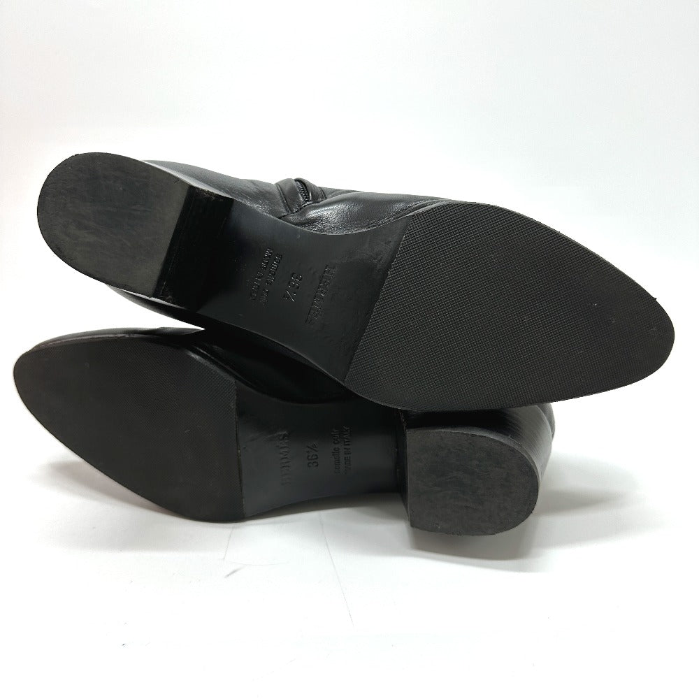 HERMES boots leather black Sistina 36.5