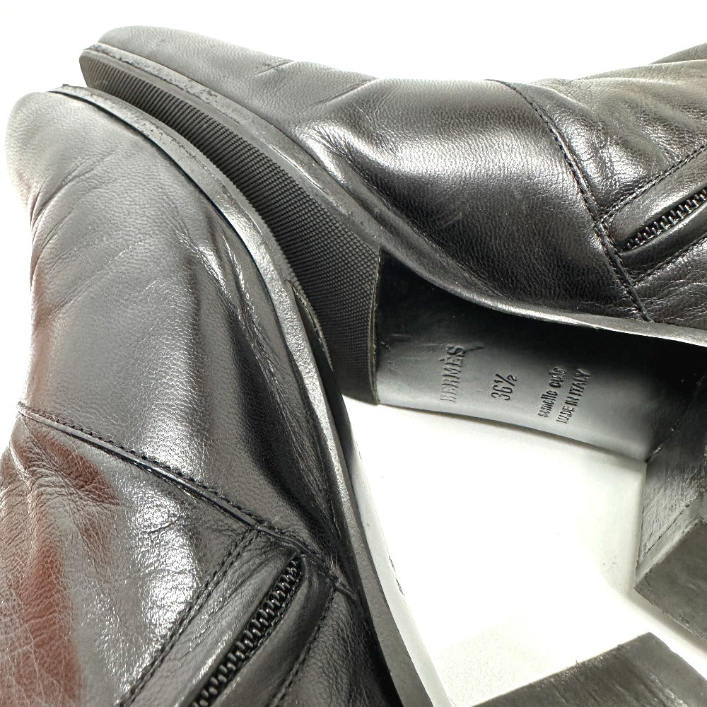 HERMES boots leather black Sistina 36.5