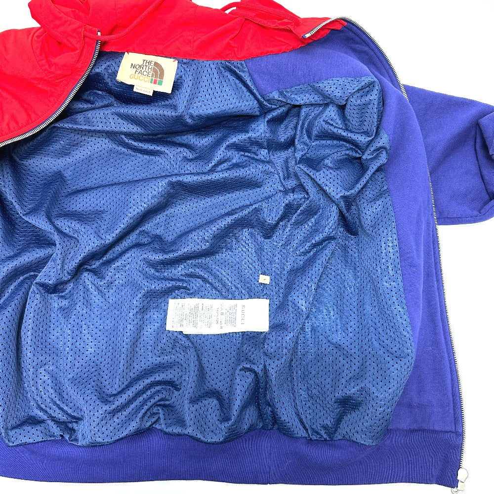 GUCCI Hoodie 671462 Cotton, Nylon Red / blue North Face Collaboration zip-up hoodie S