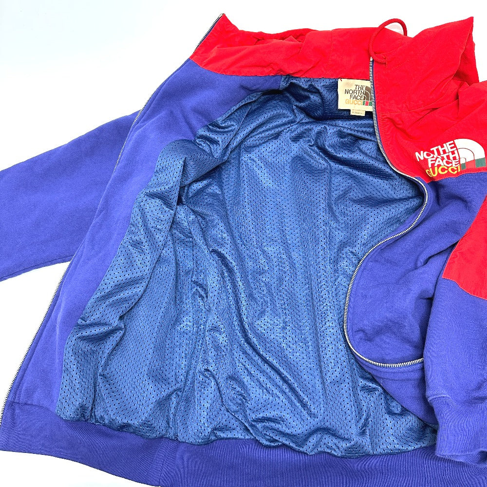 GUCCI Hoodie 671462 Cotton, Nylon Red / blue North Face Collaboration zip-up hoodie S