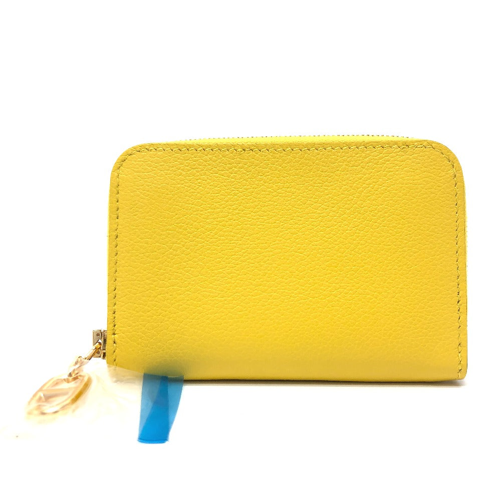 HERMES Card Case Evercolor yellow Chene Dunkle Zip Angor
