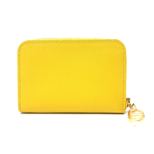 HERMES Card Case Evercolor yellow Chene Dunkle Zip Angor