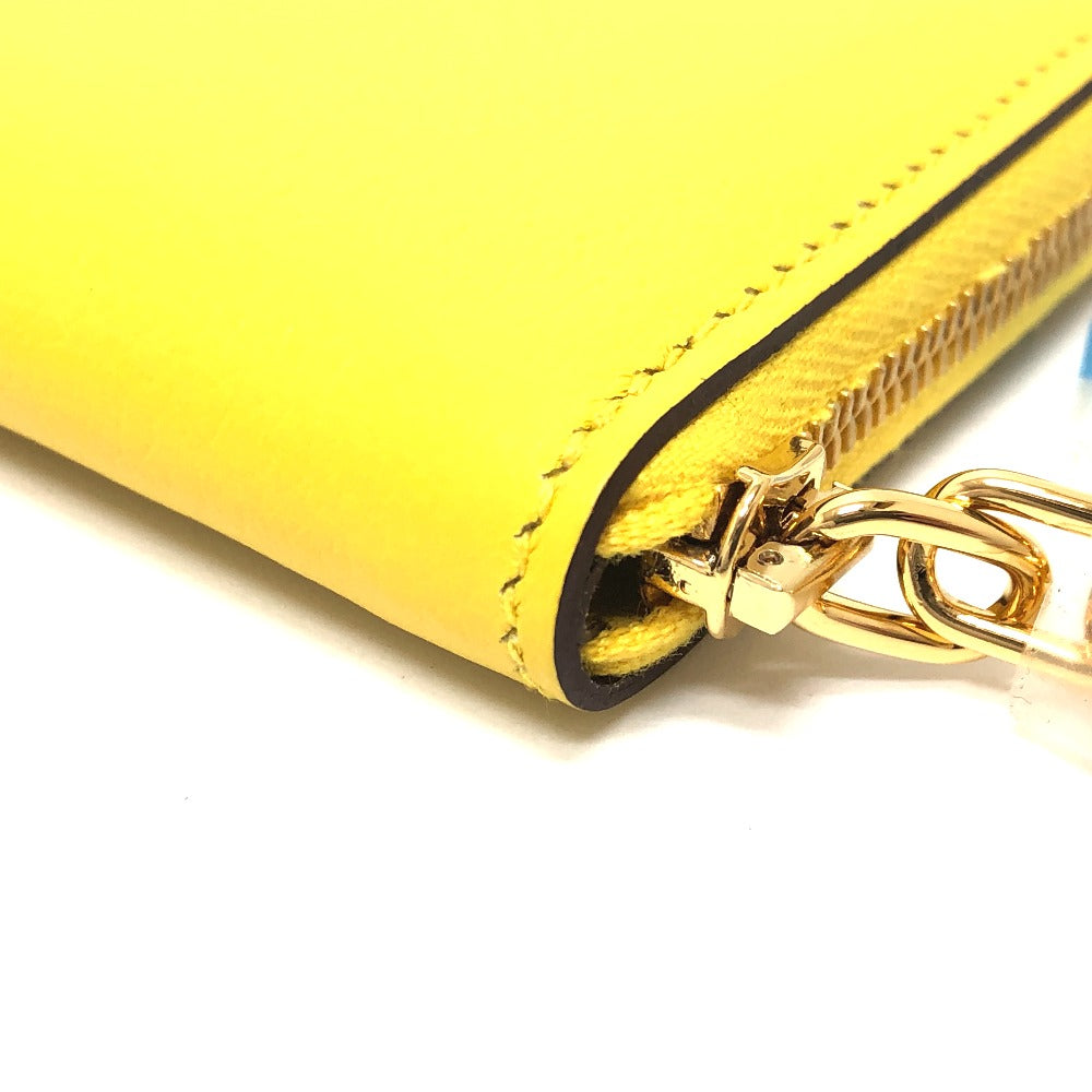 HERMES Card Case Evercolor yellow Chene Dunkle Zip Angor