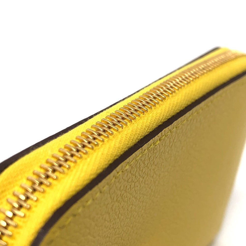 HERMES Card Case Evercolor yellow Chene Dunkle Zip Angor