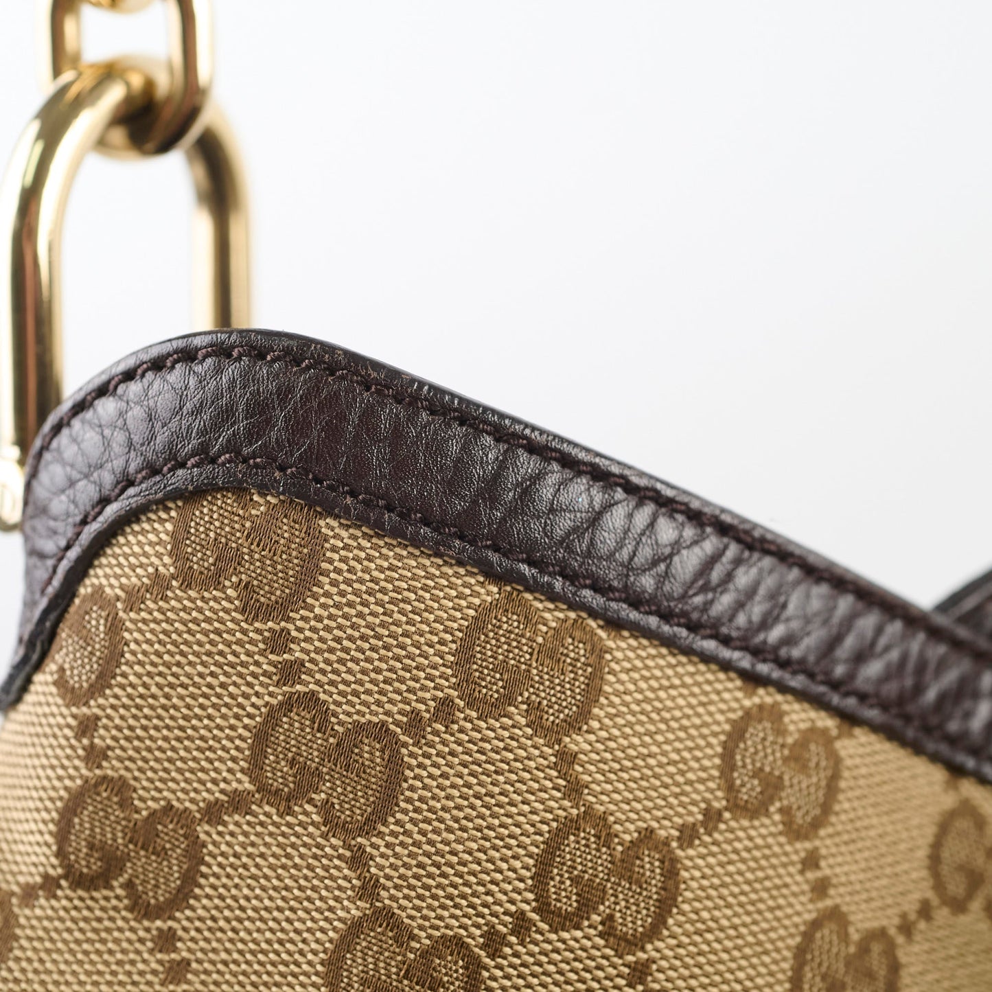 Gucci GG Canvas Bamboo Shoulder Bag Brown