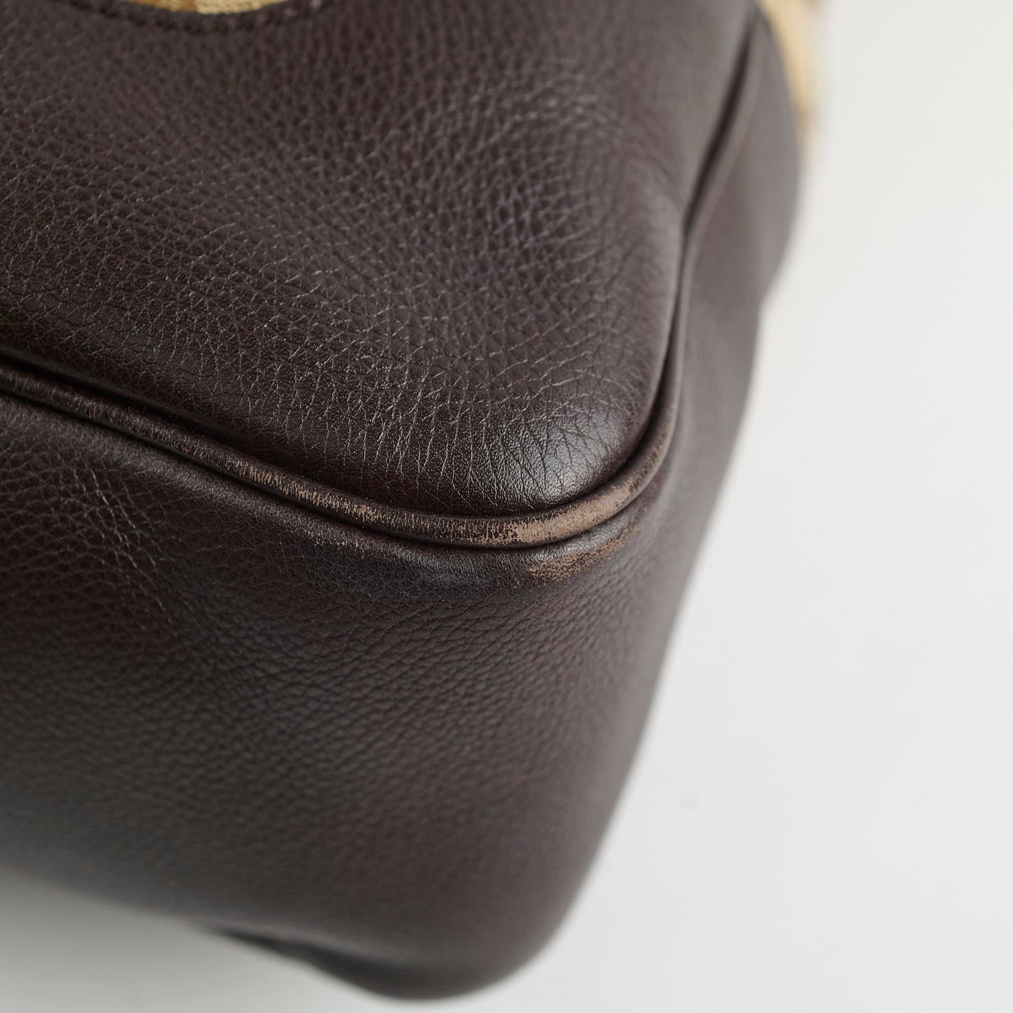 Gucci GG Canvas Bamboo Shoulder Bag Brown