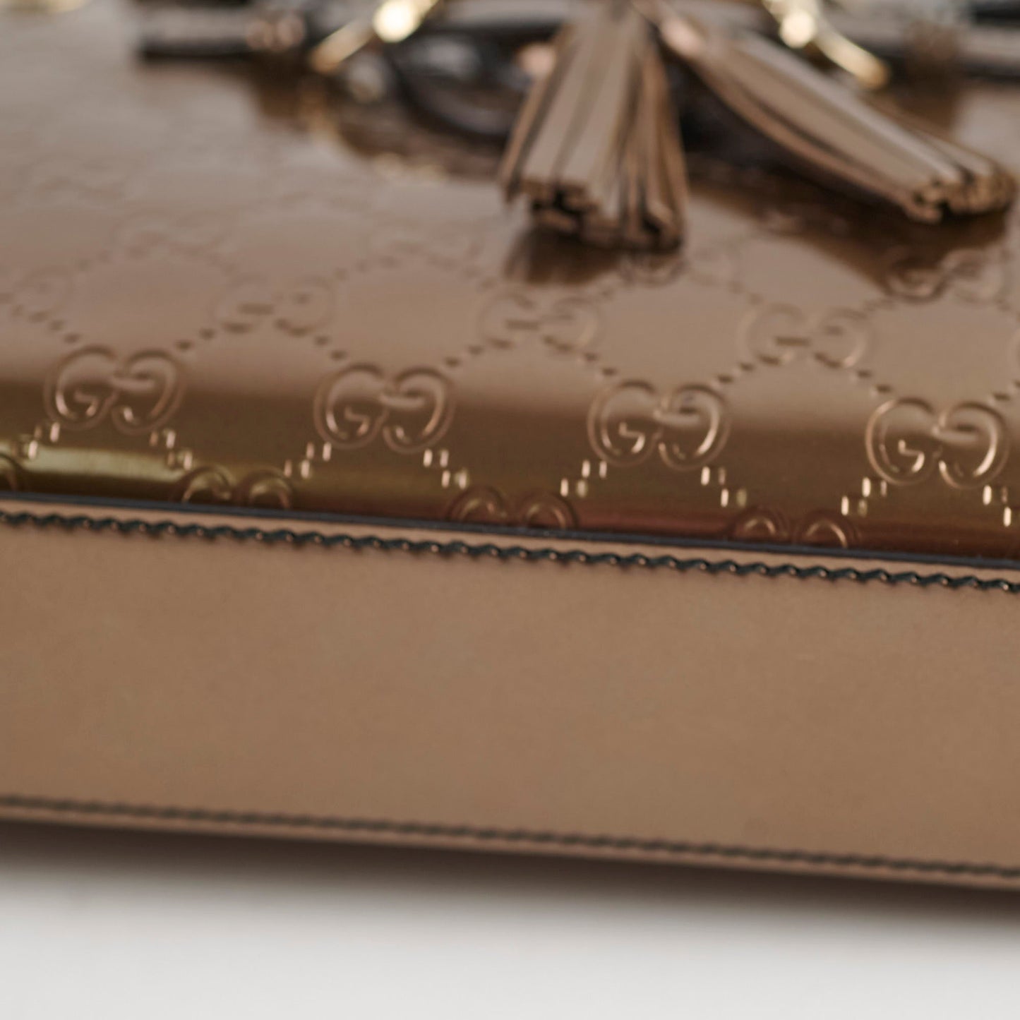 Gucci Patent Brown Chain Shoulder Bag