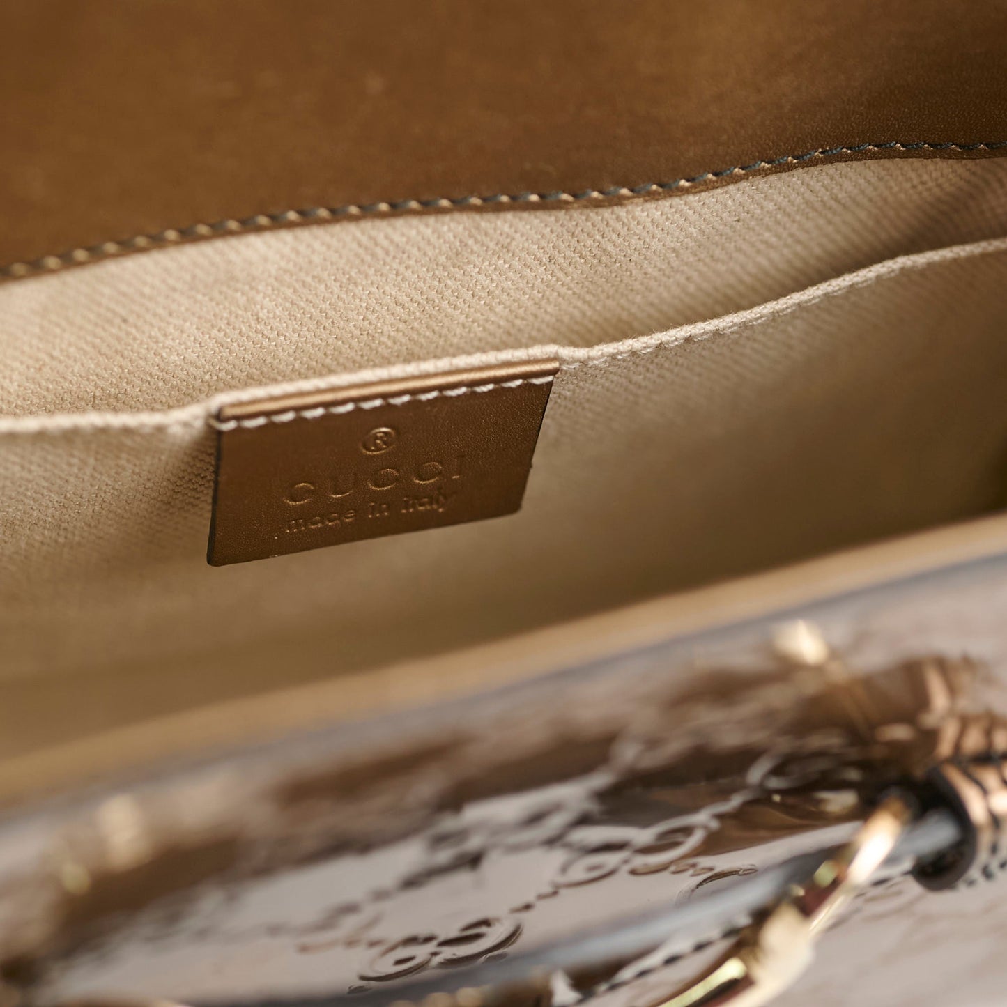 Gucci Patent Brown Chain Shoulder Bag