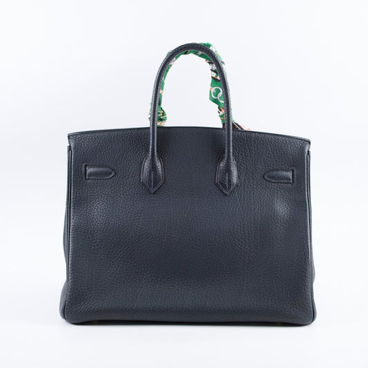 Hermes 35 Birkin Fjord Blue Indigo Square H Stamp