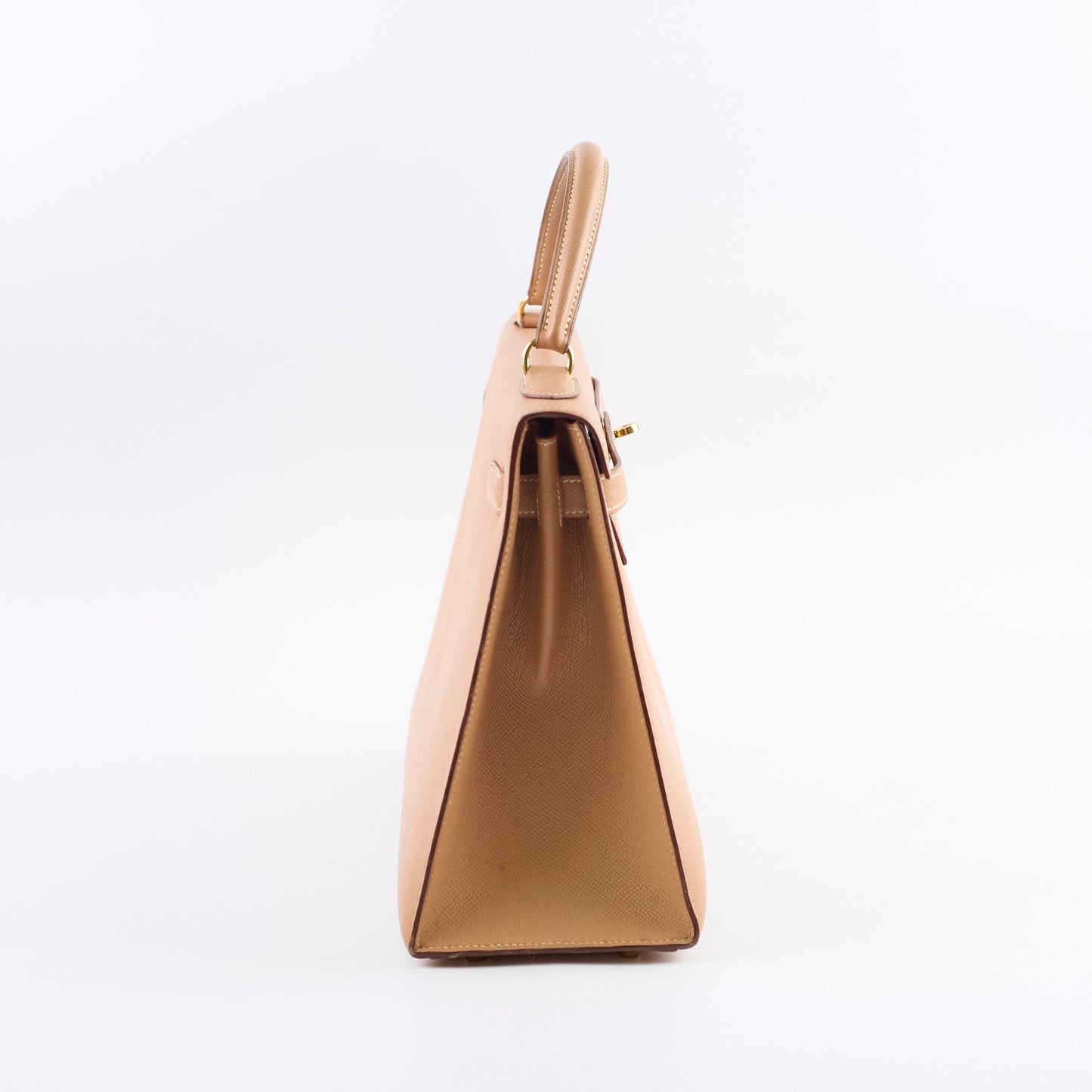 Hermes Kelly 32 Cushbell Natural Gold Circle W Stamp