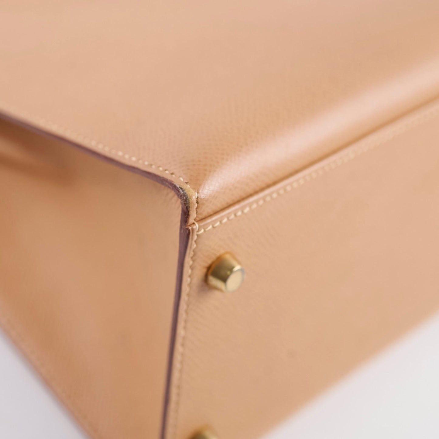 Hermes Kelly 32 Cushbell Natural Gold Circle W Stamp