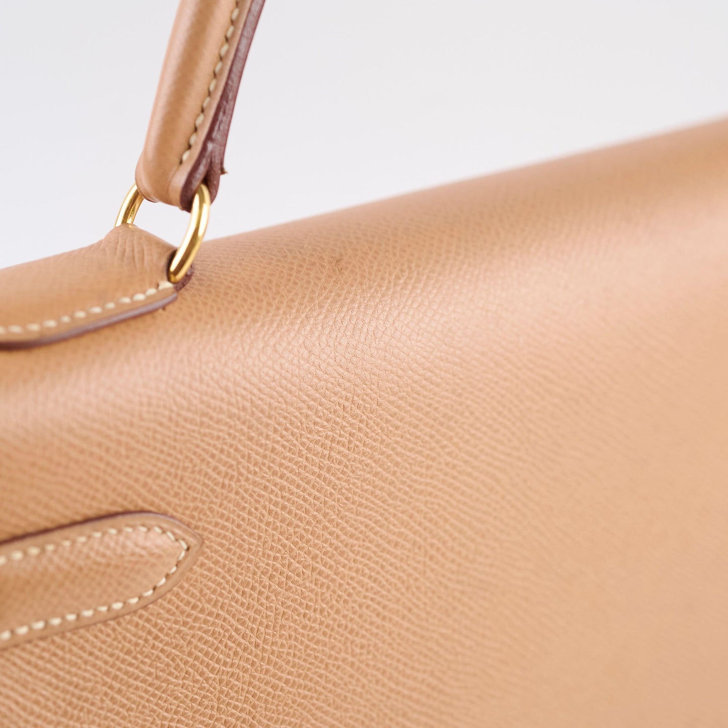 Hermes Kelly 32 Cushbell Natural Gold Circle W Stamp