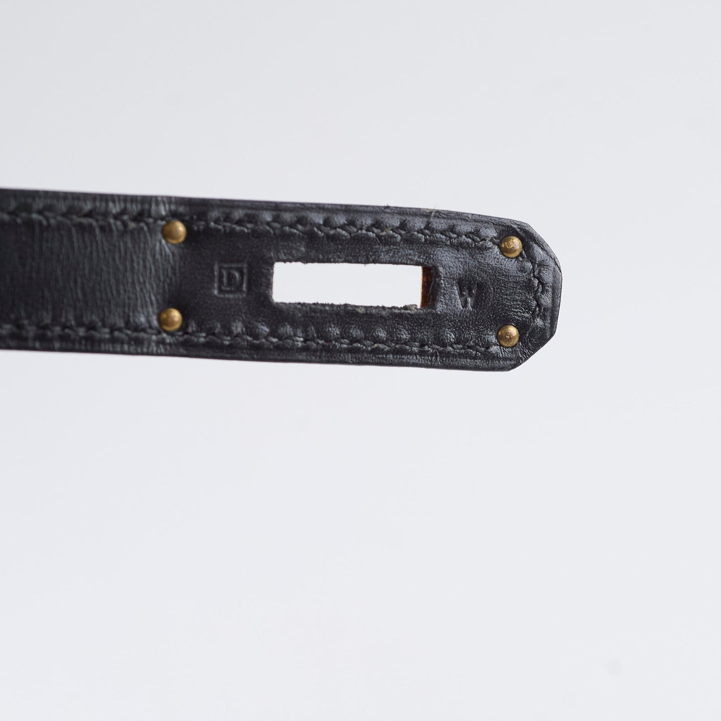 Hermes Kelly 28 Black Box Square D Stamp