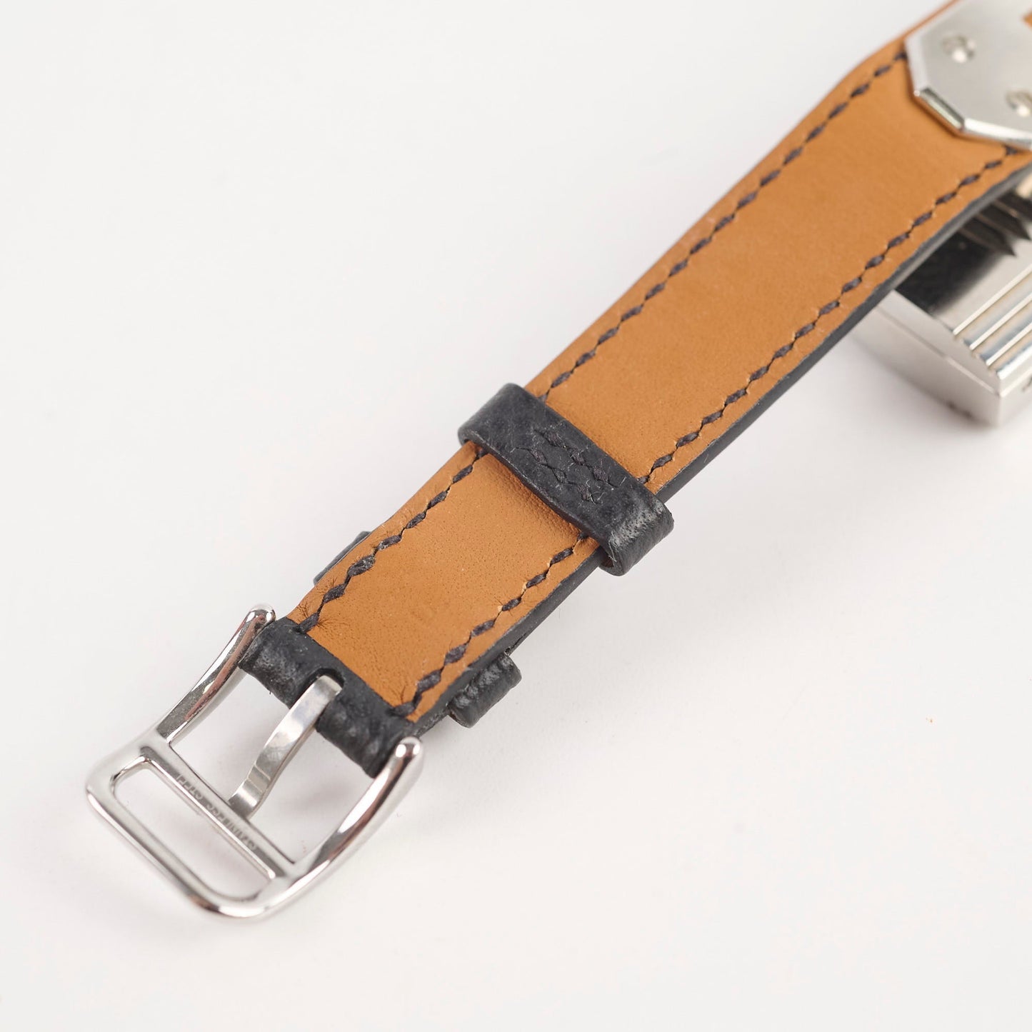 Hermes Kelly Watch Bracelet Black/Silver Espom