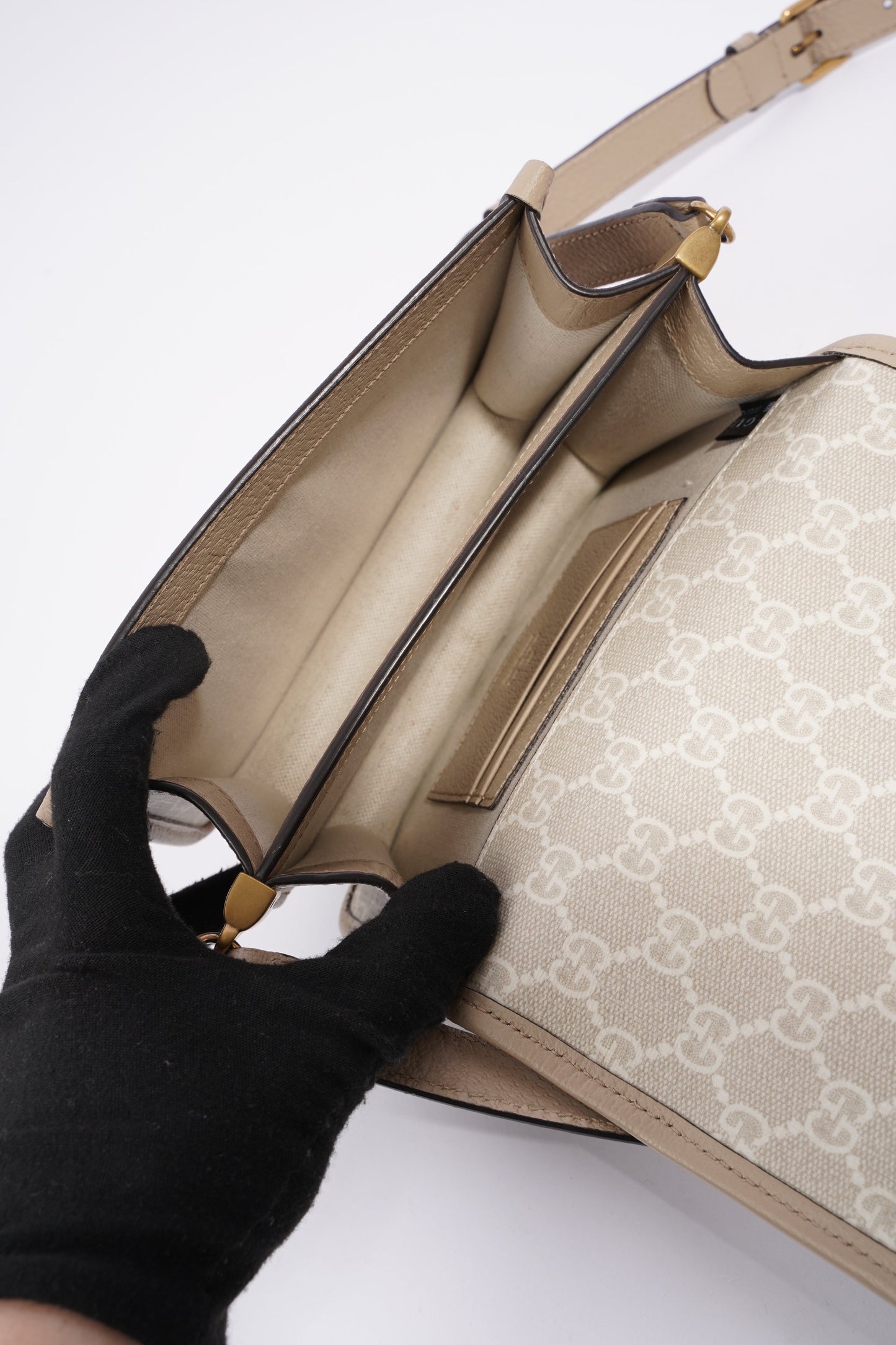 Gucci Mini Crossbody Beige Coated Canvas