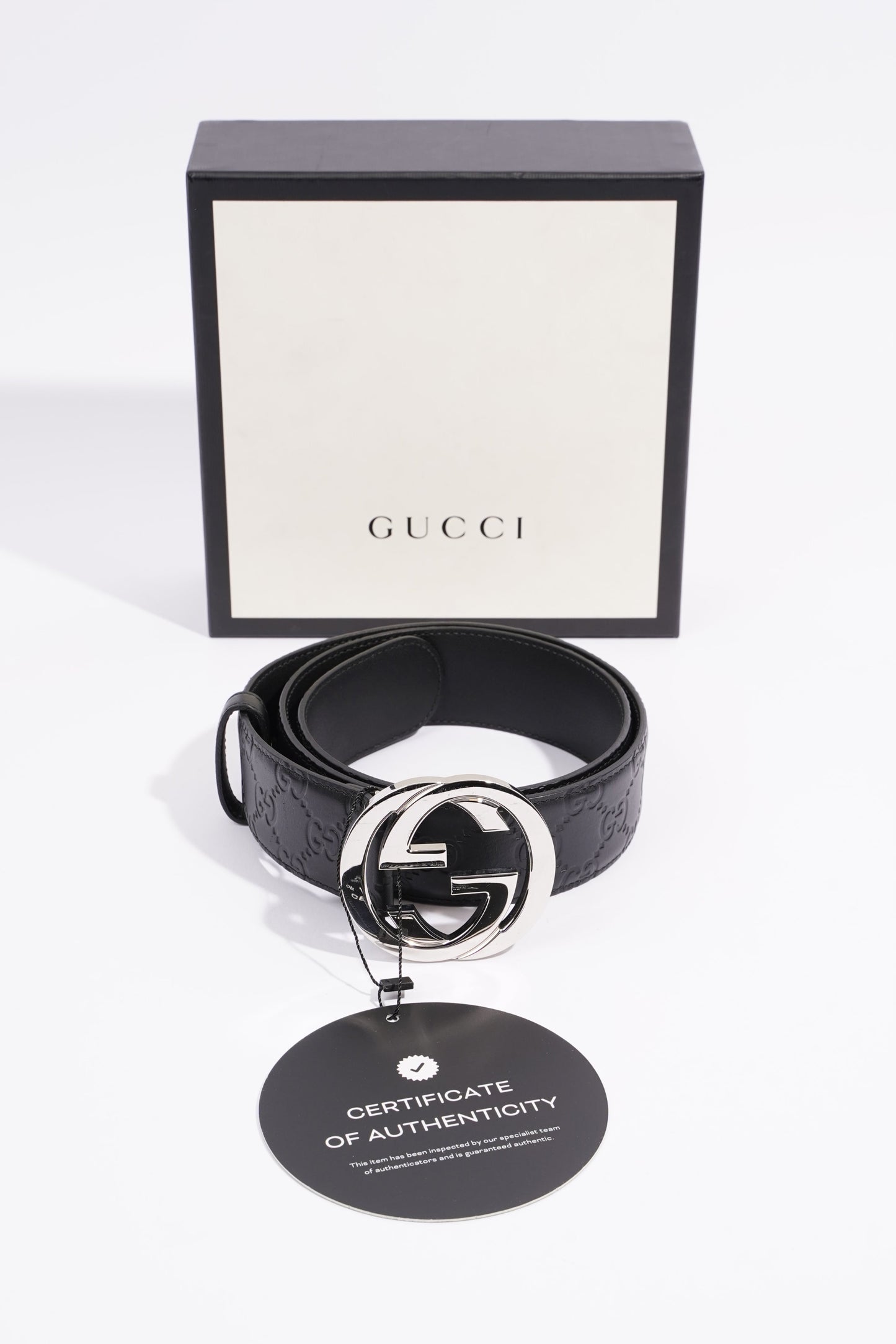 Gucci Signature Belt Black Leather 85cm 34"