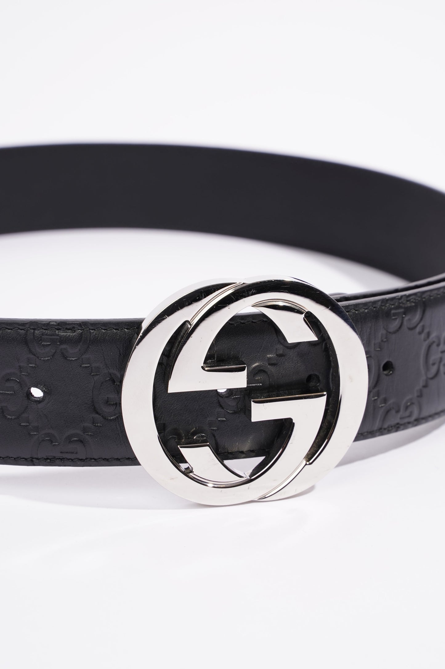 Gucci Signature Belt Black Leather 85cm 34"