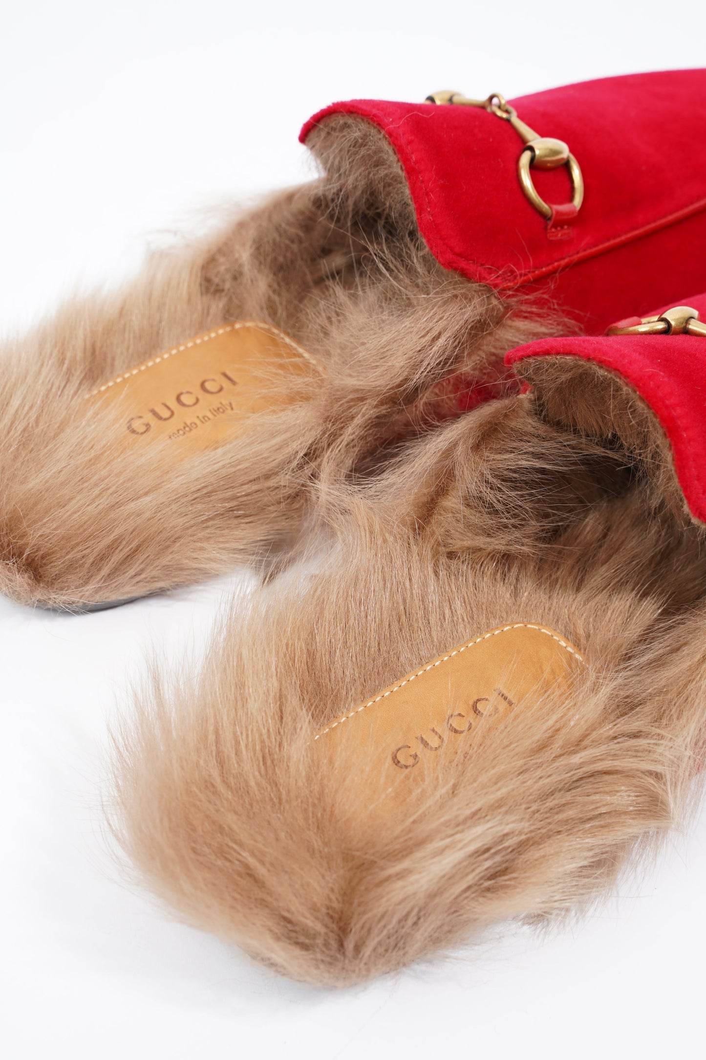 Gucci Princetown Fur Red Velvet EU 37 UK 4
