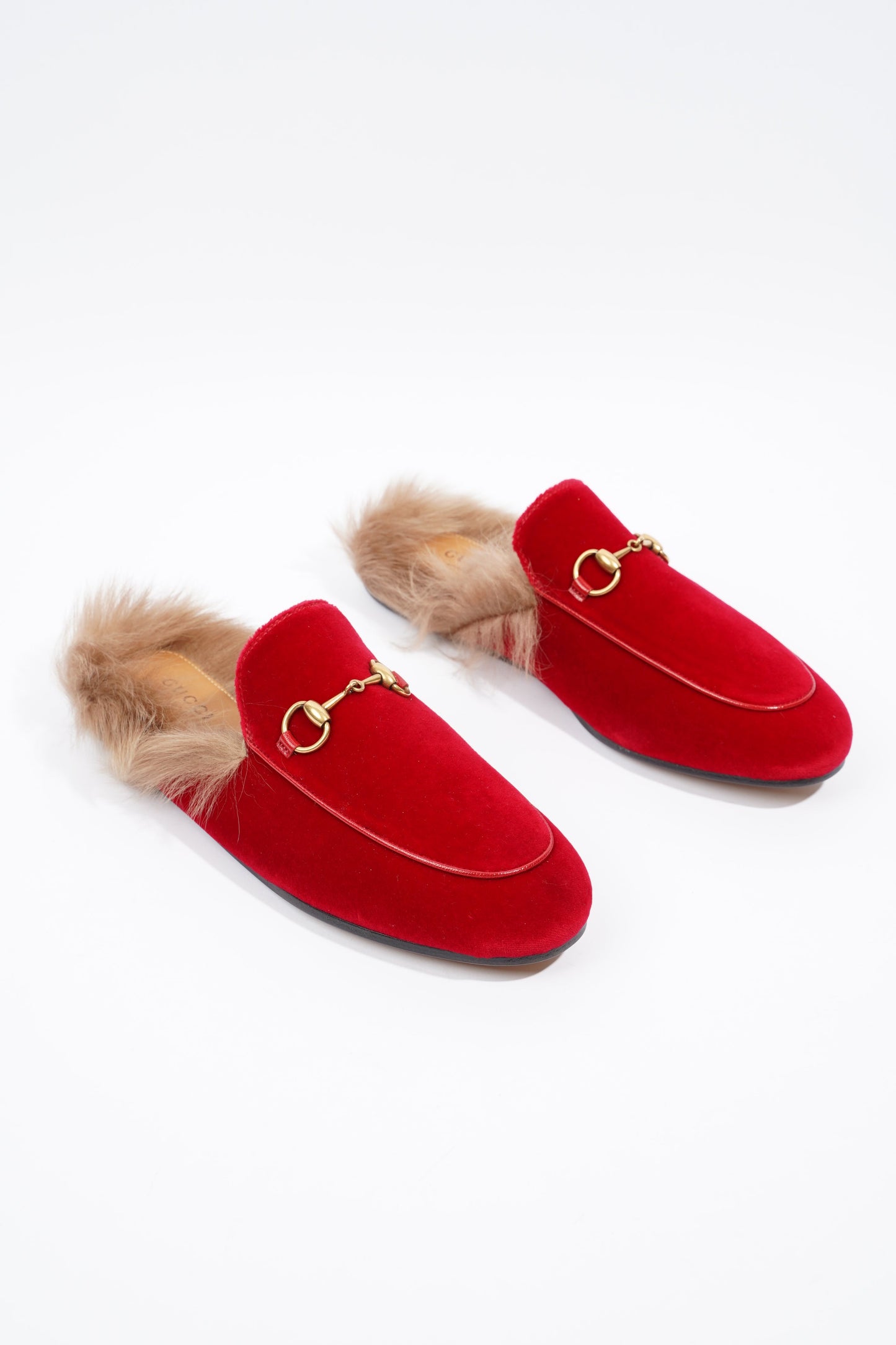 Gucci Princetown Fur Red Velvet EU 37 UK 4