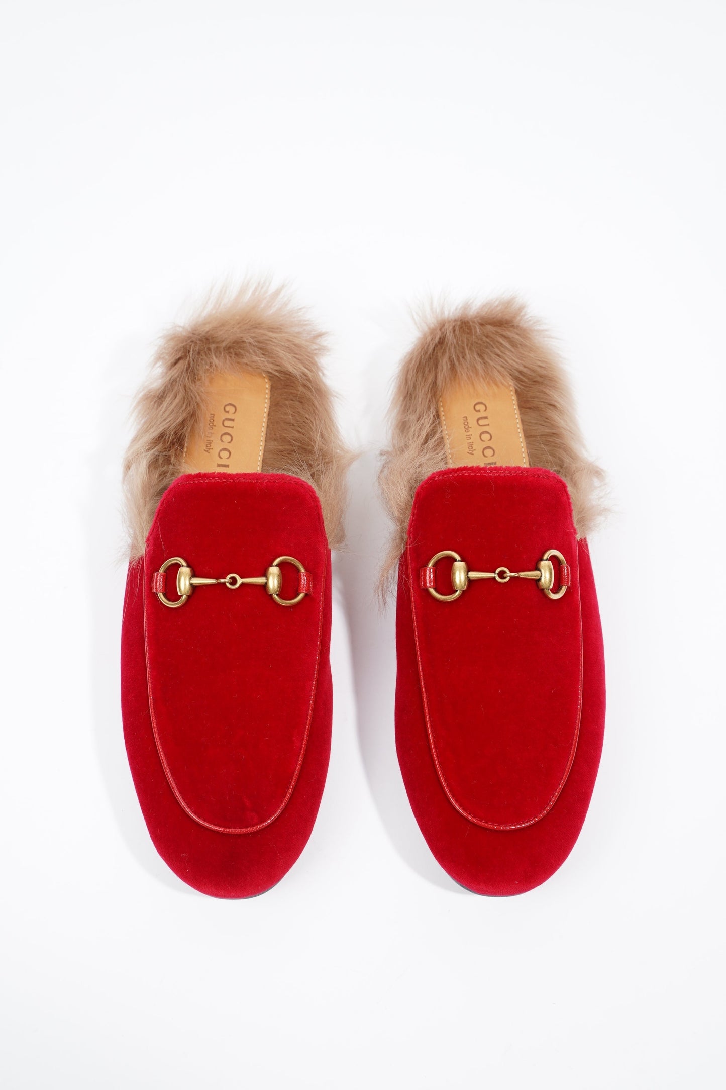Gucci Princetown Fur Red Velvet EU 37 UK 4
