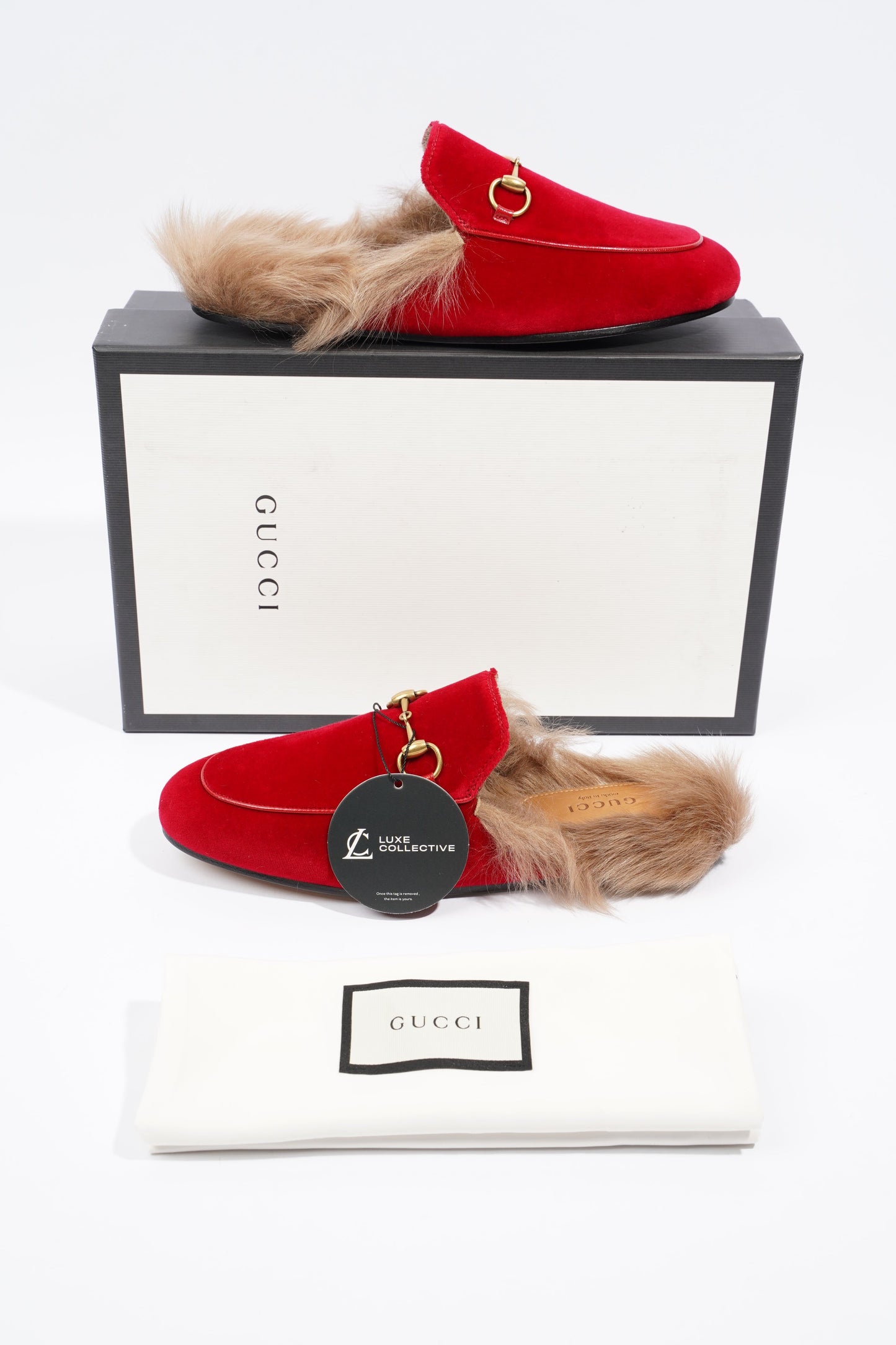 Gucci Princetown Fur Red Velvet EU 37 UK 4