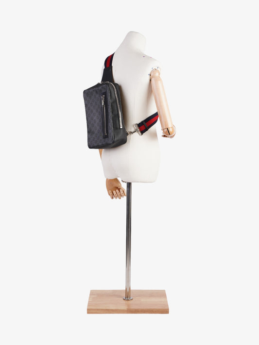 Gucci GG Sling Backpack Black GG Supreme Coated Canvas