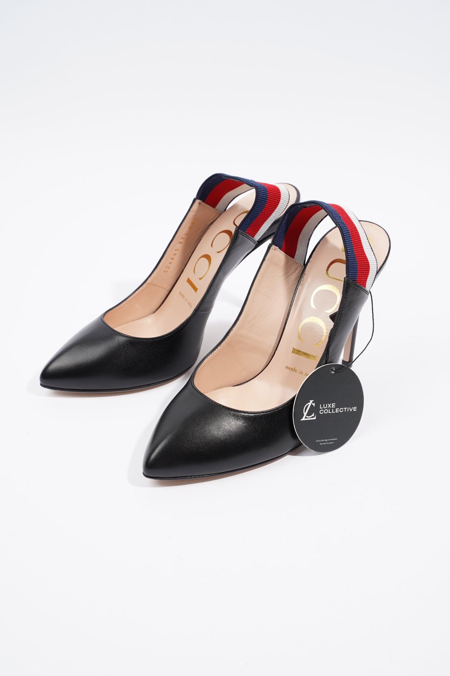 Gucci Slingback Heel Black Leather EU 37.5 UK 4.5