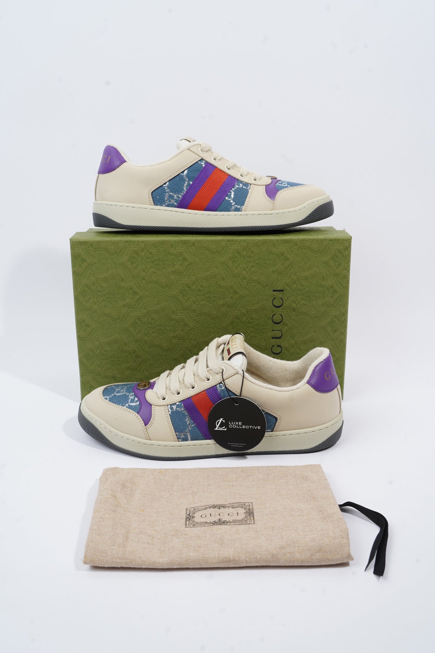 Gucci Screener Sneaker White / Purple / Red Leather EU 40 UK 7
