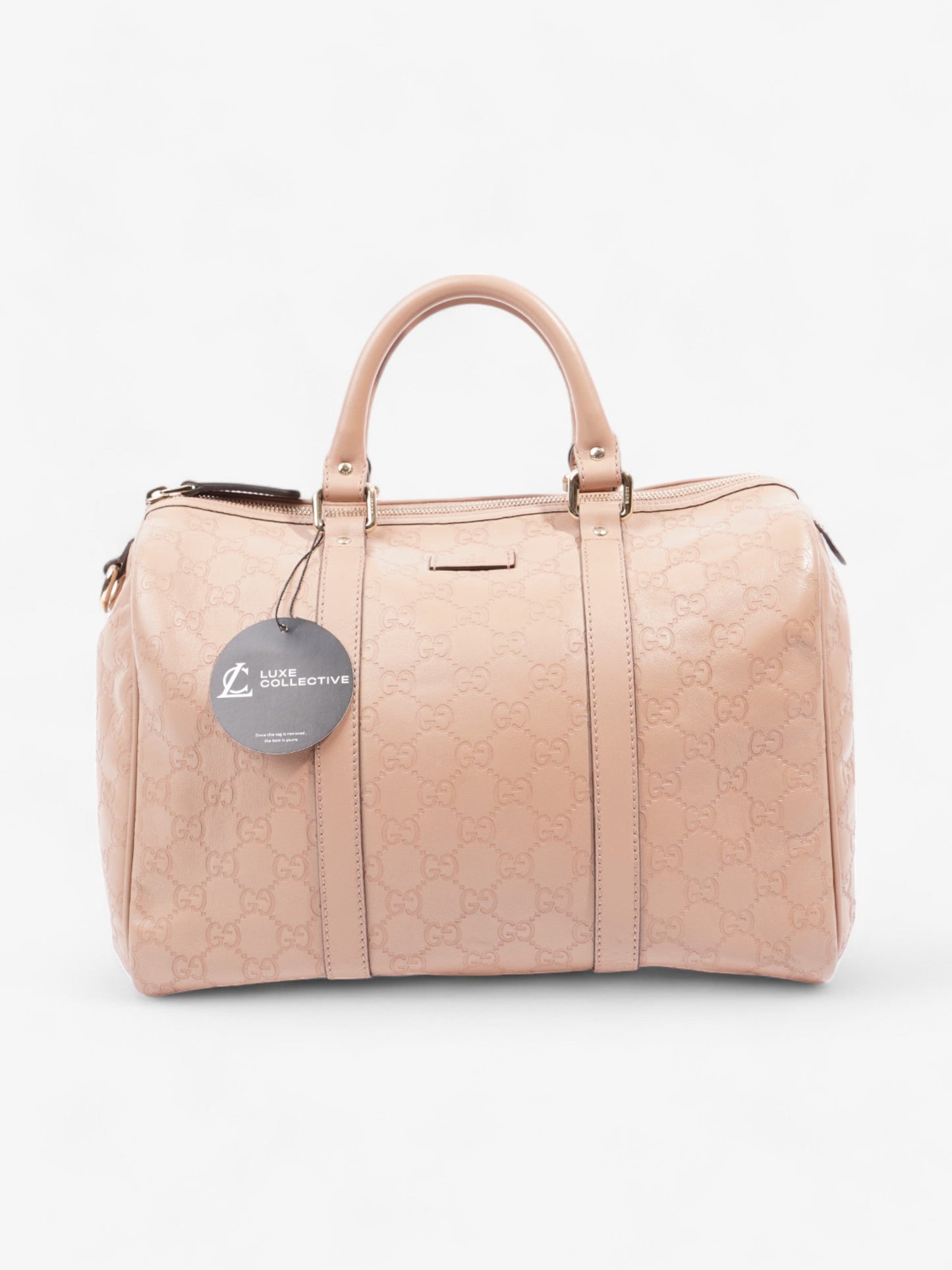 Gucci Boston Bag Rose Beige Guccissima Embossed Leather Medium