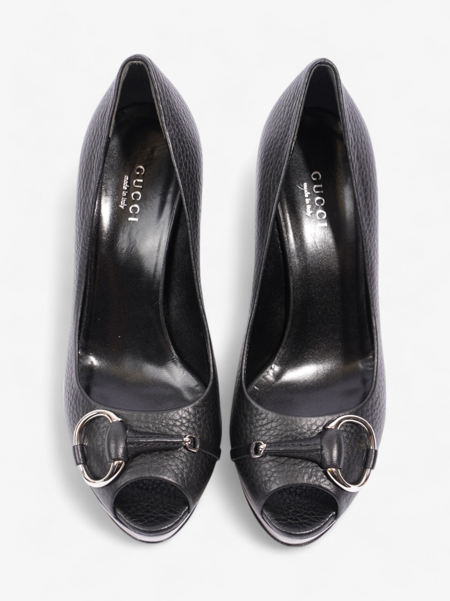 Gucci Horsebit Court Peep Toe 90 Black Leather EU 36.5 UK 3.5