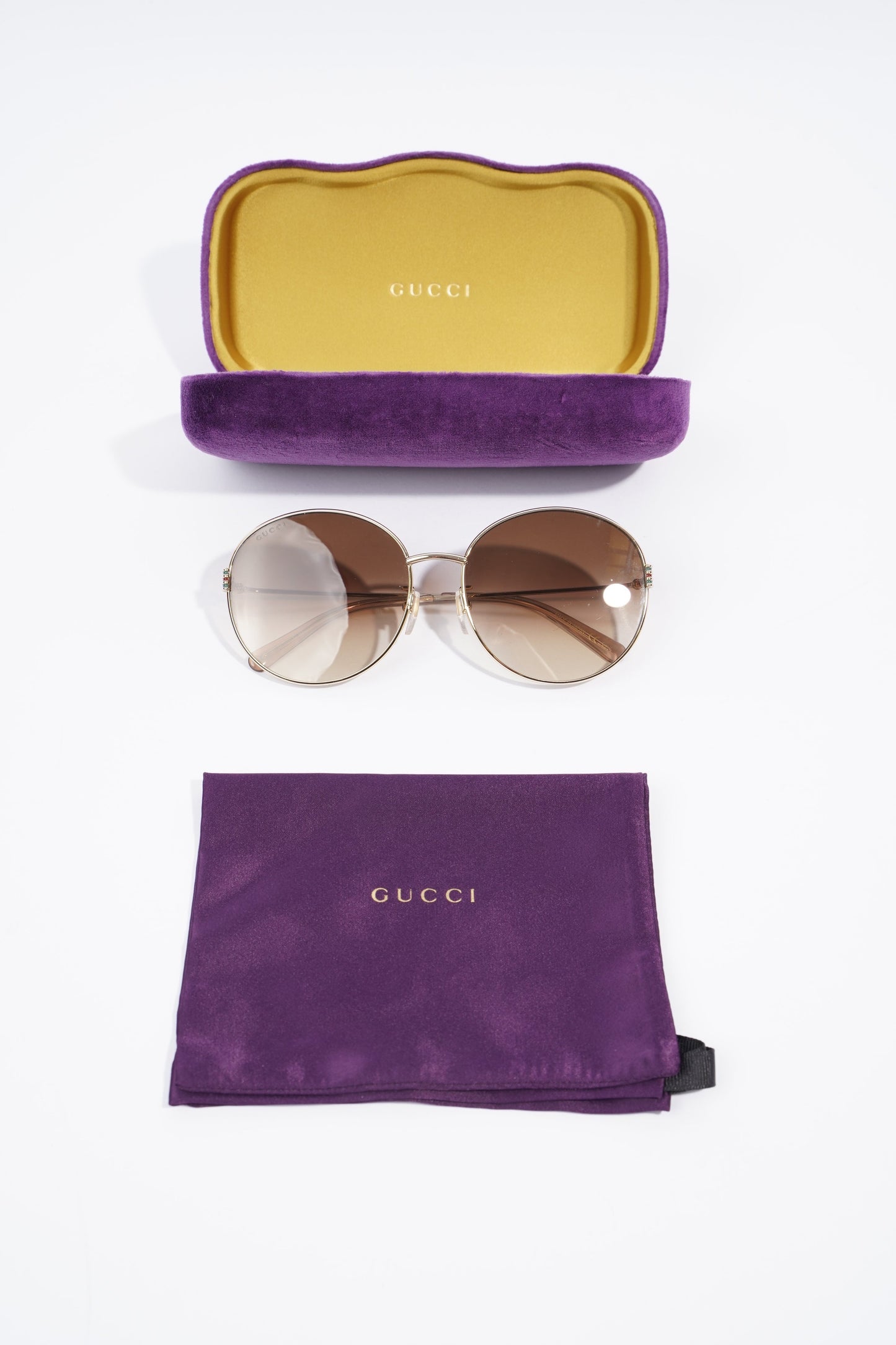 Gucci Oversized Round Sunglasses Gold Base Metal 60mm 17mm