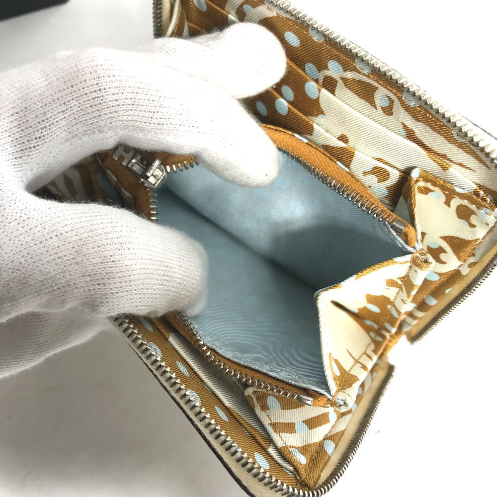 HERMES Coin case Epsom white Silk In Coin Pocket Compact Wallet Azap compact Women Used