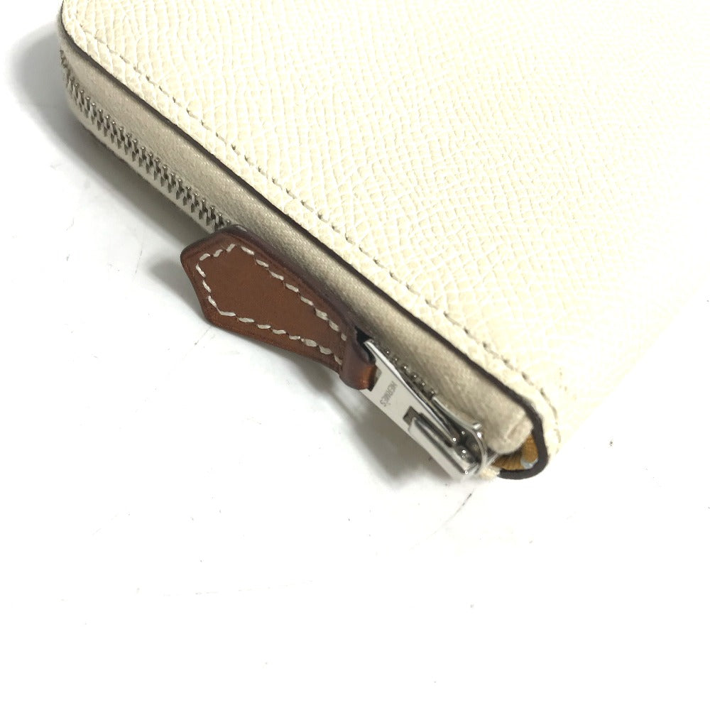 HERMES Coin case Epsom white Silk In Coin Pocket Compact Wallet Azap compact Women Used