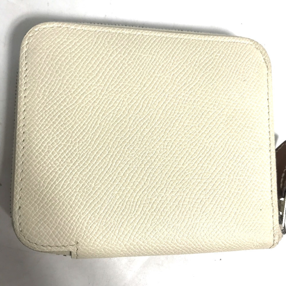 HERMES Coin case Epsom white Silk In Coin Pocket Compact Wallet Azap compact Women Used