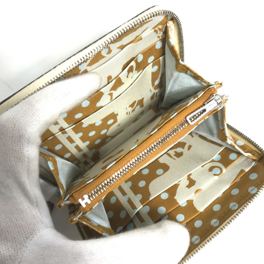 HERMES Coin case Epsom white Silk In Coin Pocket Compact Wallet Azap compact Women Used