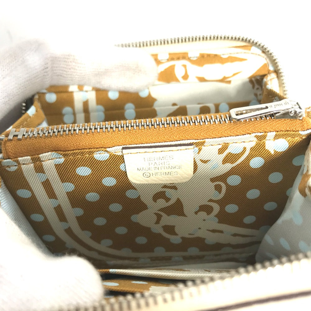 HERMES Coin case Epsom white Silk In Coin Pocket Compact Wallet Azap compact Women Used